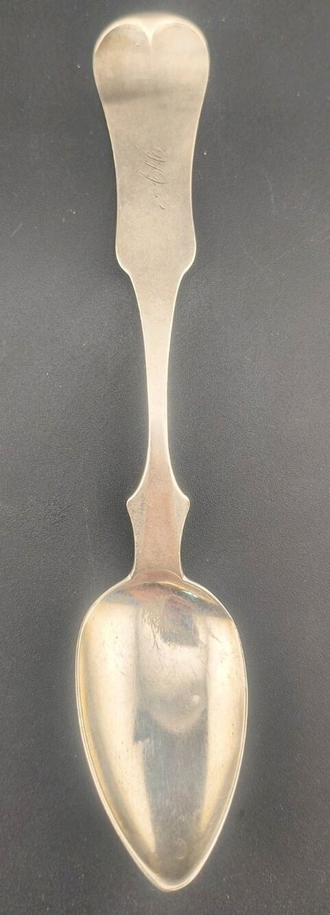 Antique 1850s Coin Silver Teaspoon WR Evans Covington KY Fiddle Pattern 18g